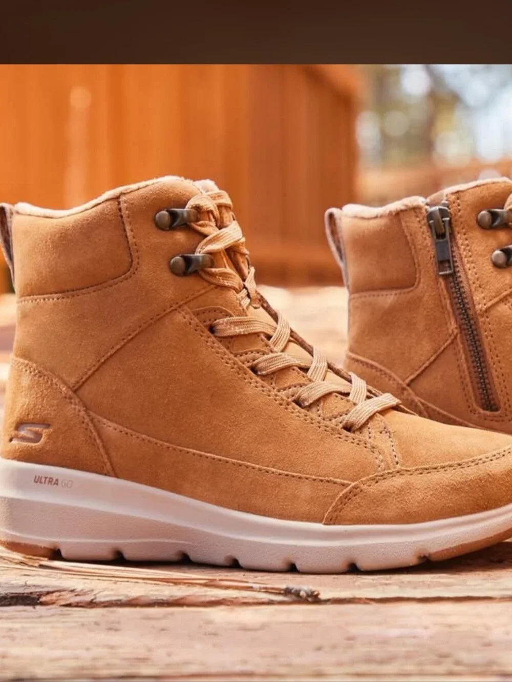 Skechers On-the-GO Glacial Ultra Serene Dream Boots Brown Suede Women 7.5